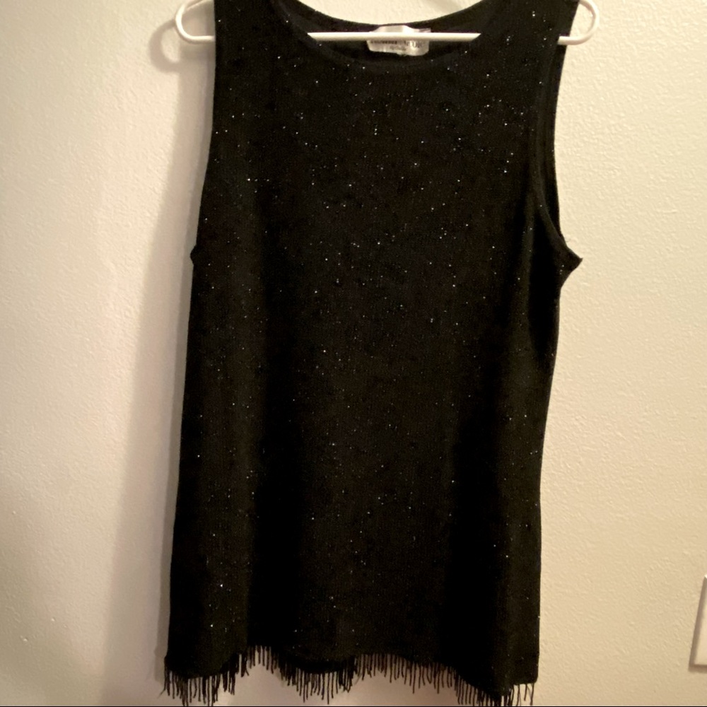 Ronnie Nicole Sparkle Black Tunic with Beaded Fringe